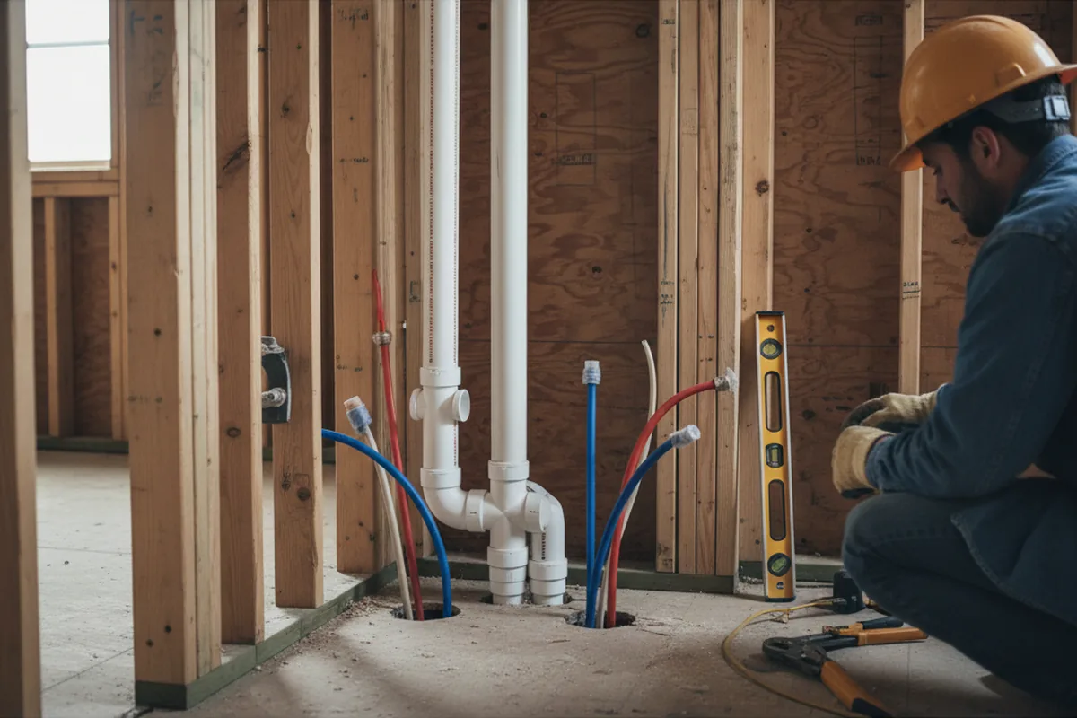 Drain and supply rough-in during Garbage Disposal Repair in Croswell