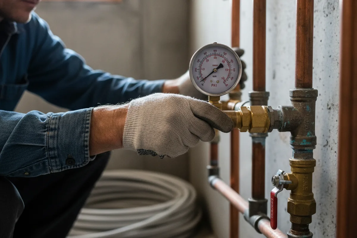 Pressure testing a repaired line during Water Line Repair in Croswell